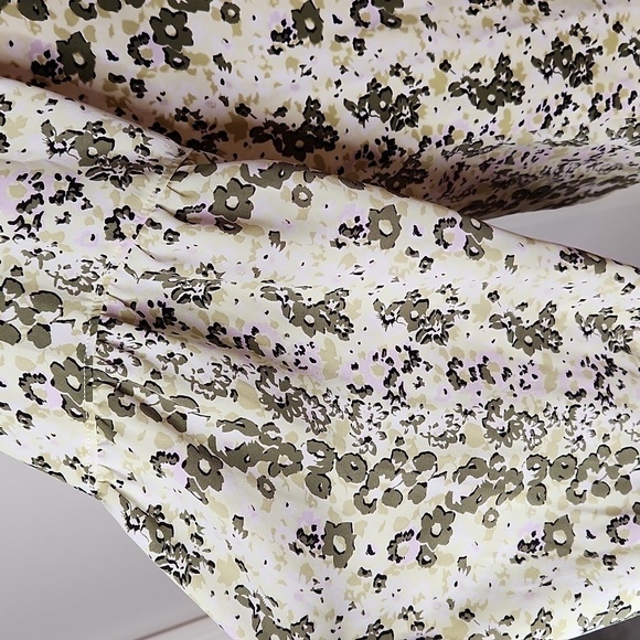 ANN Taylor Factory Green White Print Popover Top Size S - Picture 5 of 11